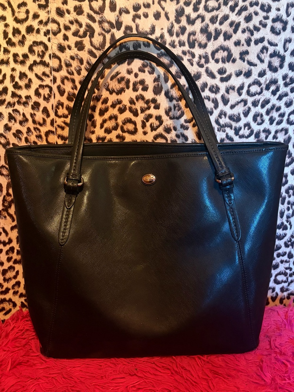 Black Coach Leather Peyton Tote Purse